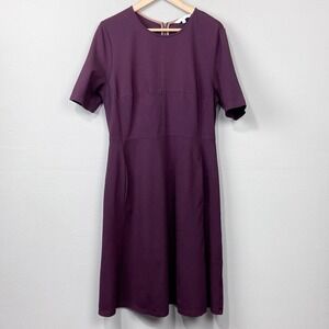 Jasper Conran Plum Purple Career Work Dress Size 12 US Pockets Minimalist Modest